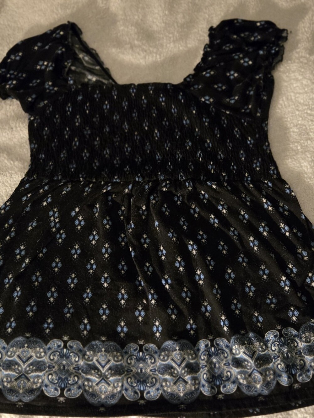 Girls Black and Blue Smocked Waist Xl - Lily MORGAN